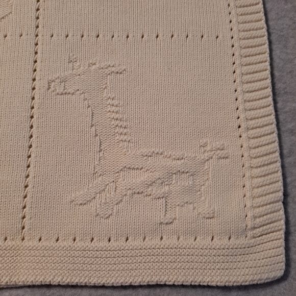 Child of Mine Cream Knit Infant Blanket w/ Block Design with Animals & Shapes - Picture 2 of 12